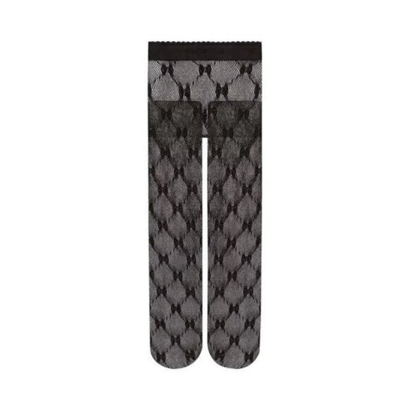 NEW GUCCI TIGHTS BLACK GOLD KNIT GG SZ M 691619 - Picture 1 of 9